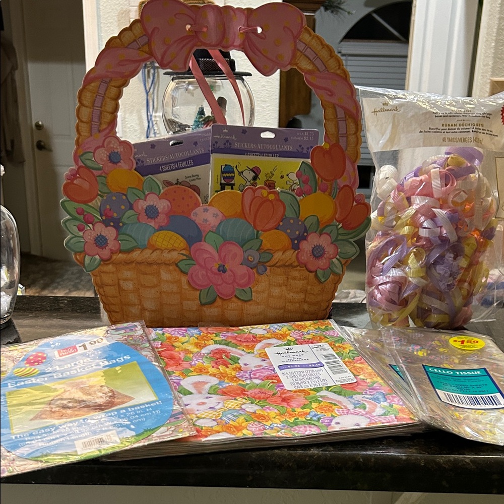Colorful Easter Basket with Decorations